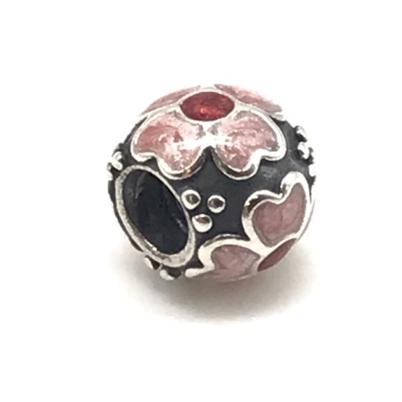 Pandora Pink Enamel Daisy Flower 3 Sided Retired Bead Charm - Picture 5 of 5